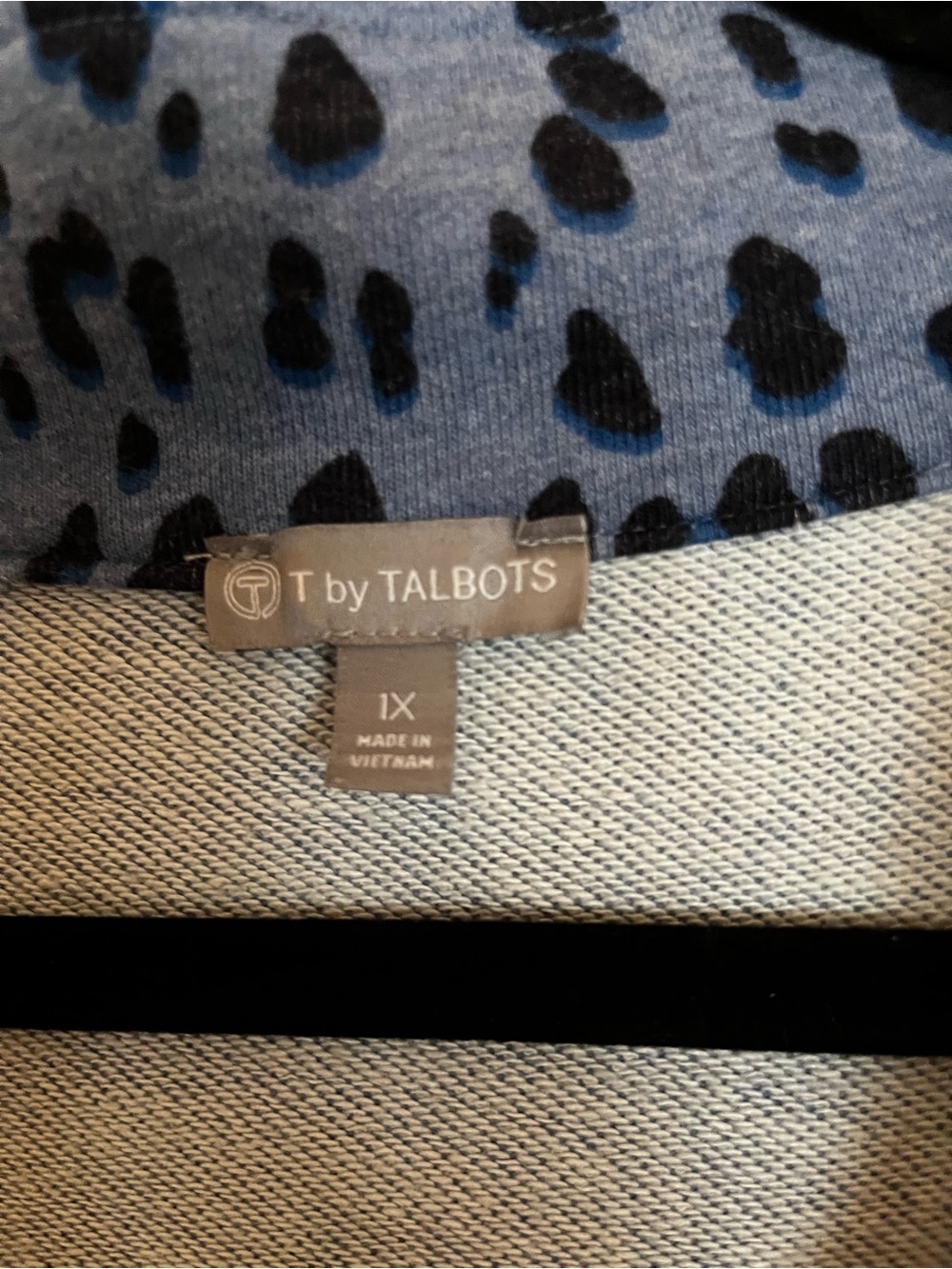 T by Talbots Blue and Black Leopard Print Sweatshirt
